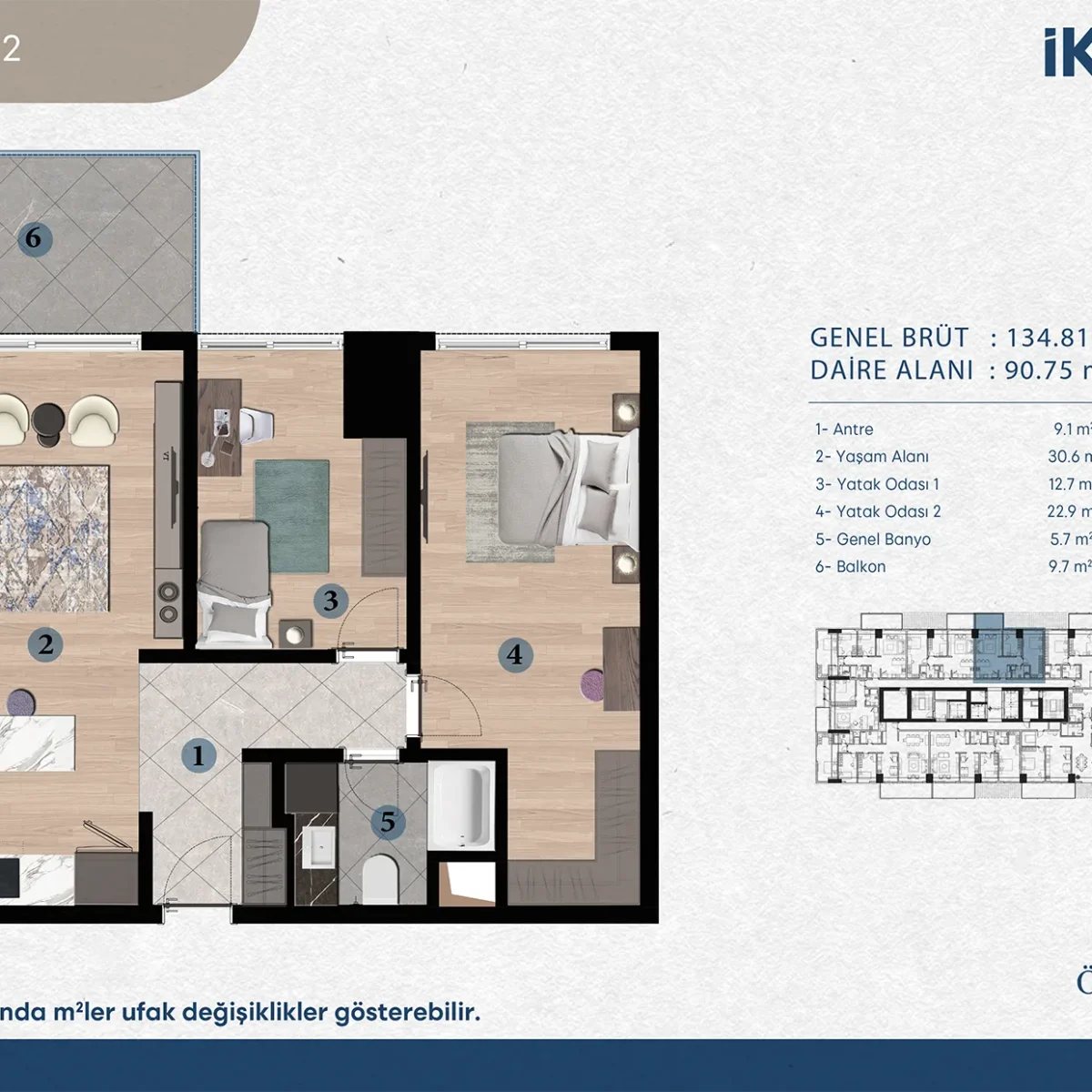 2+1 TİP2 İKON LİVE KAT PLANI