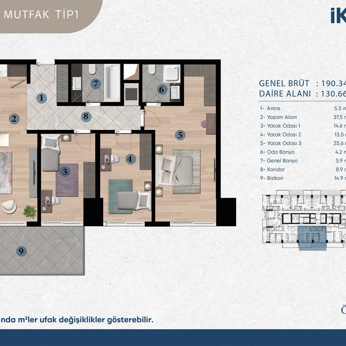 3+1 TİP1 İKON LİVE KAT PLANI