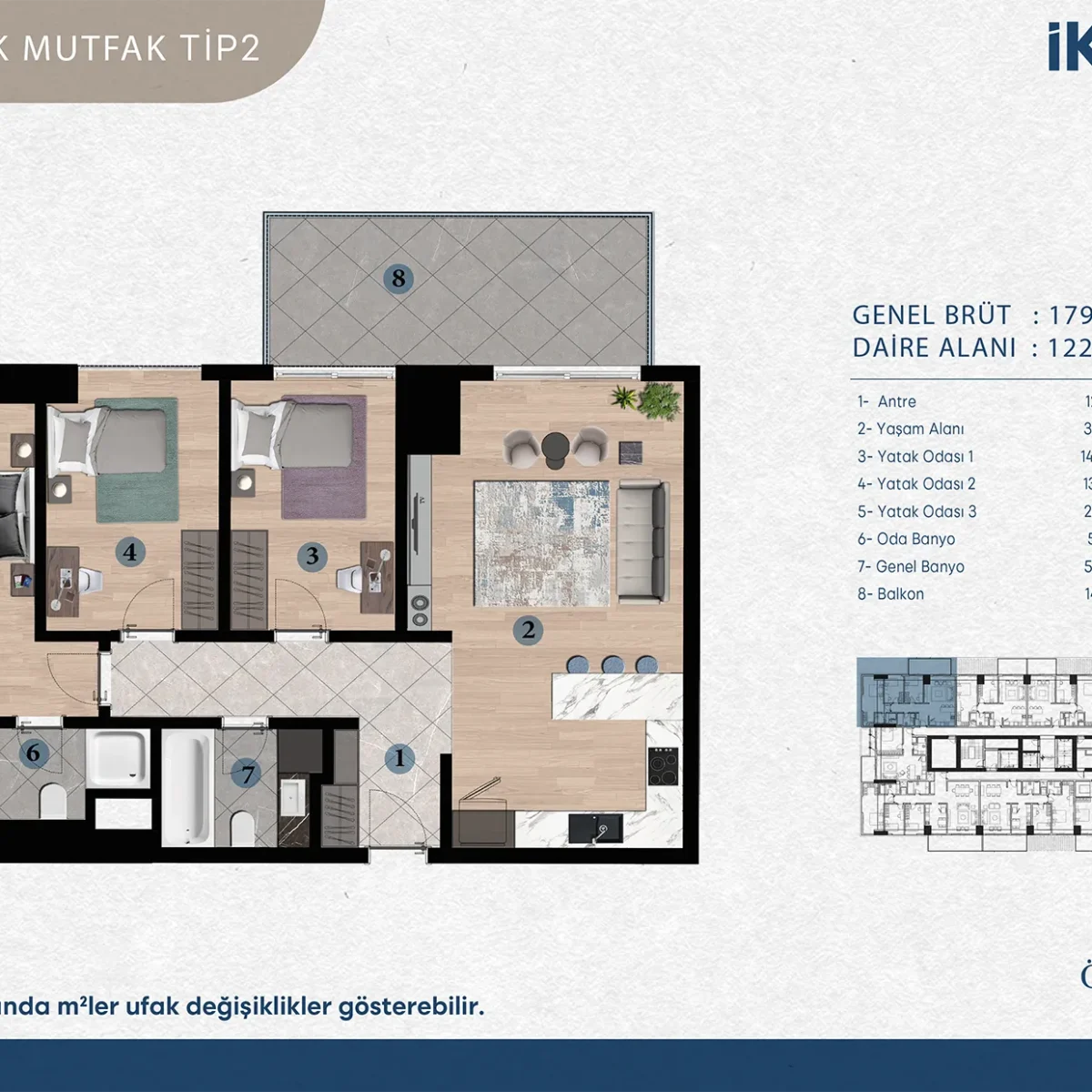 3+1 TİP2 İKON LİVE KAT PLANI